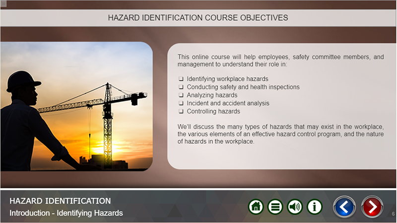 screen shot of online course
